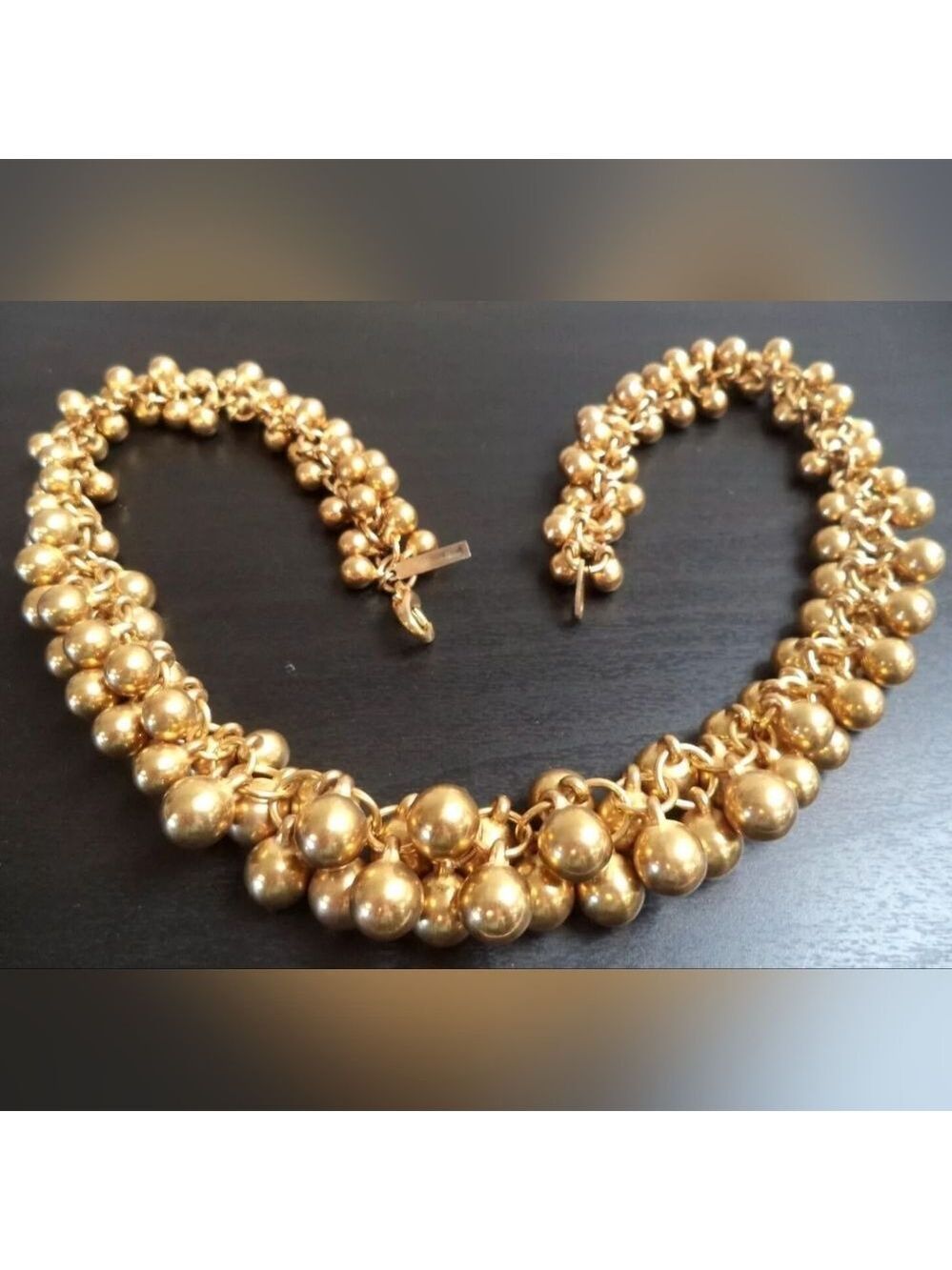VINTAGE ESTATE SIGNED CASUAL CONER CHUNKY GOLD TONE BEADED 18 1/4" NECKLACE